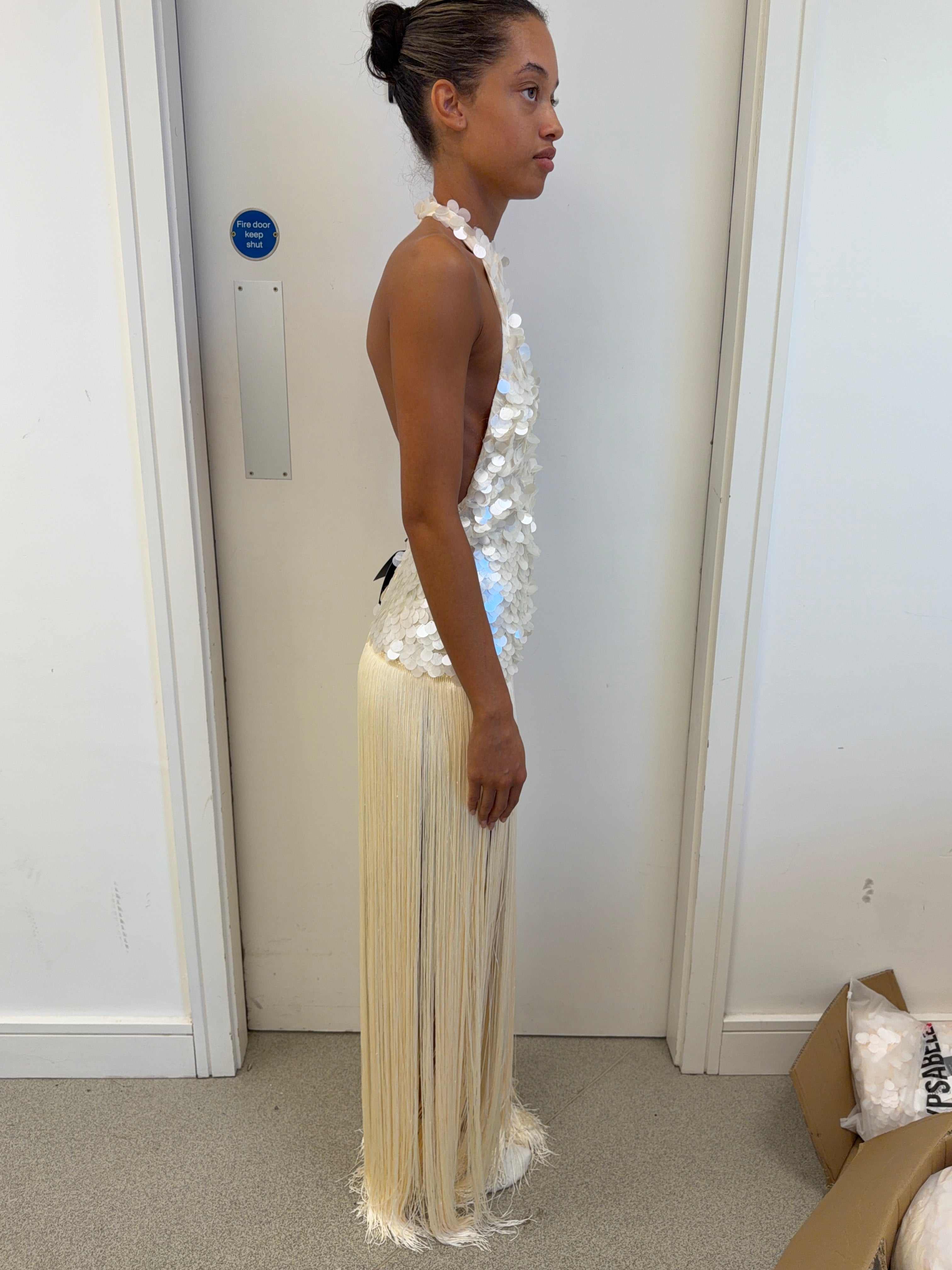APHRODITE Sequin Fringed Dress (CREAM)
