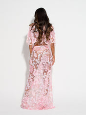 AMIRA Pink Embellished Maxi Skirt