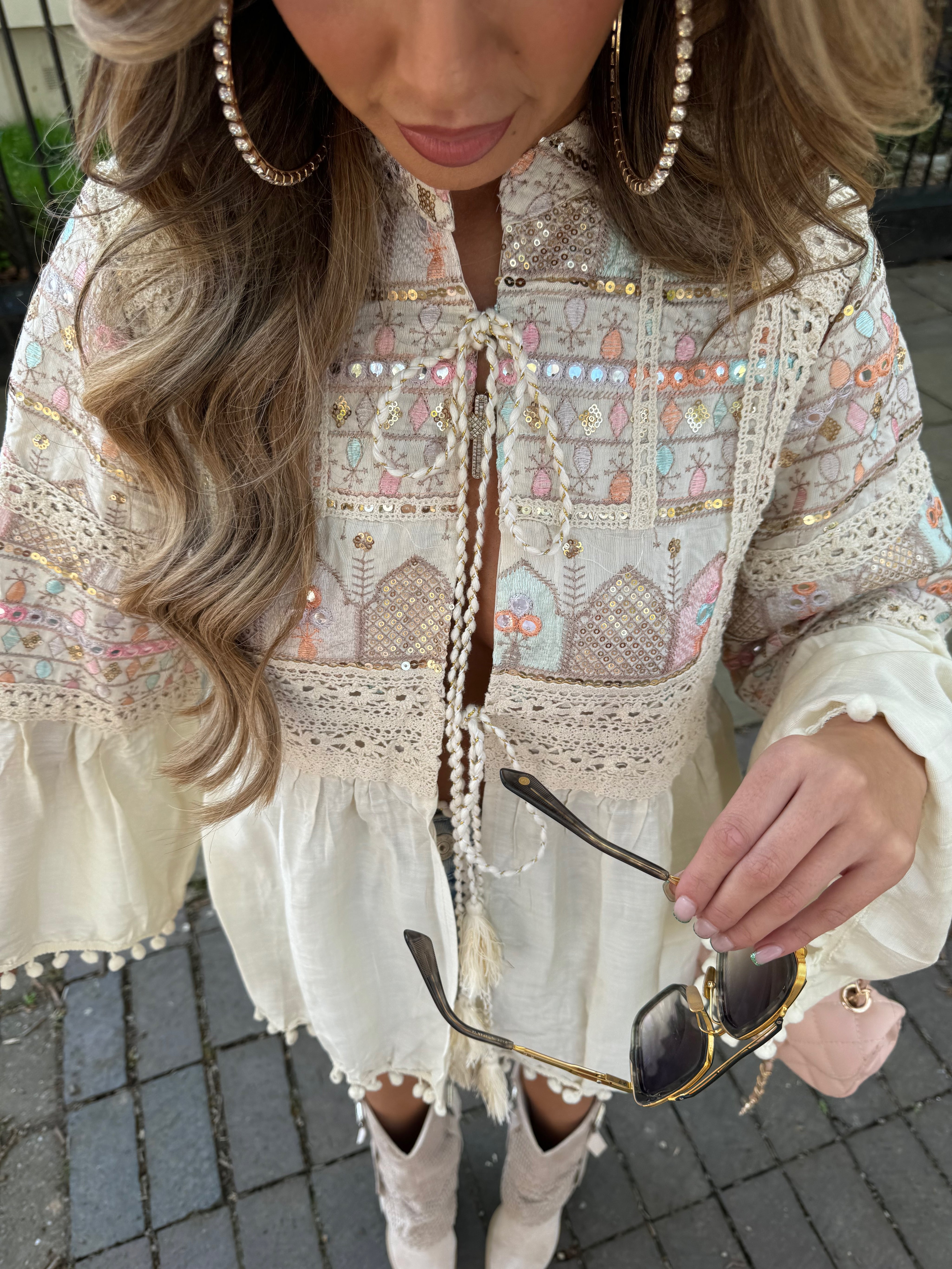 HARPER Embroidered jacket - CREAM