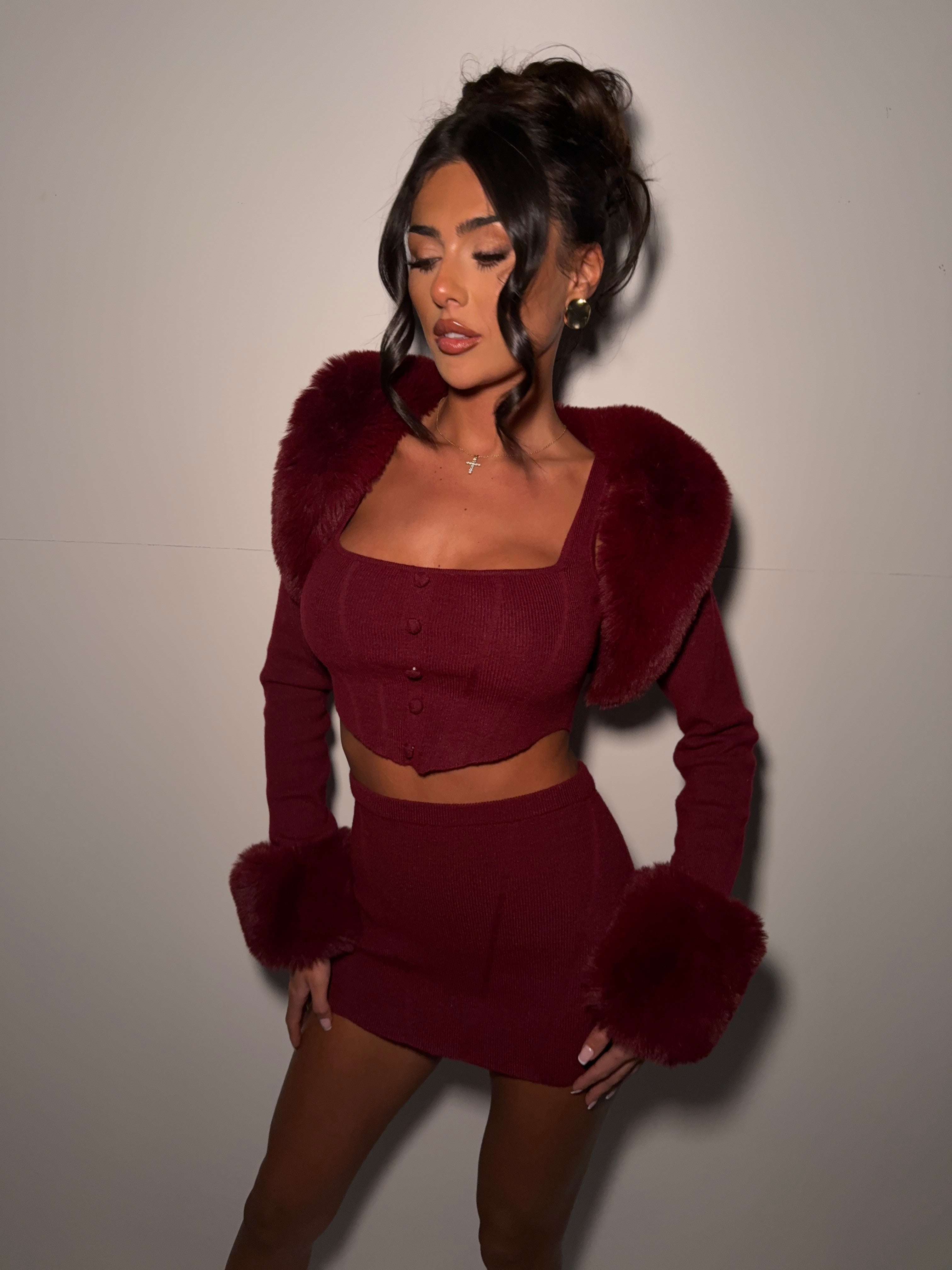 LOVERGIRL TOP & SHRUG (CHERRY)