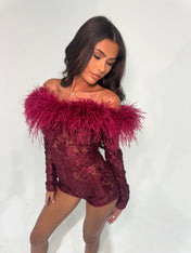 HEATHER PLAYSUIT - BURGUNDY