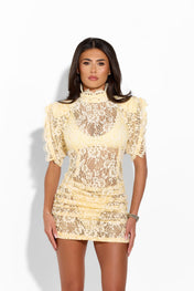 VICTORIA Lemon Lace Dress