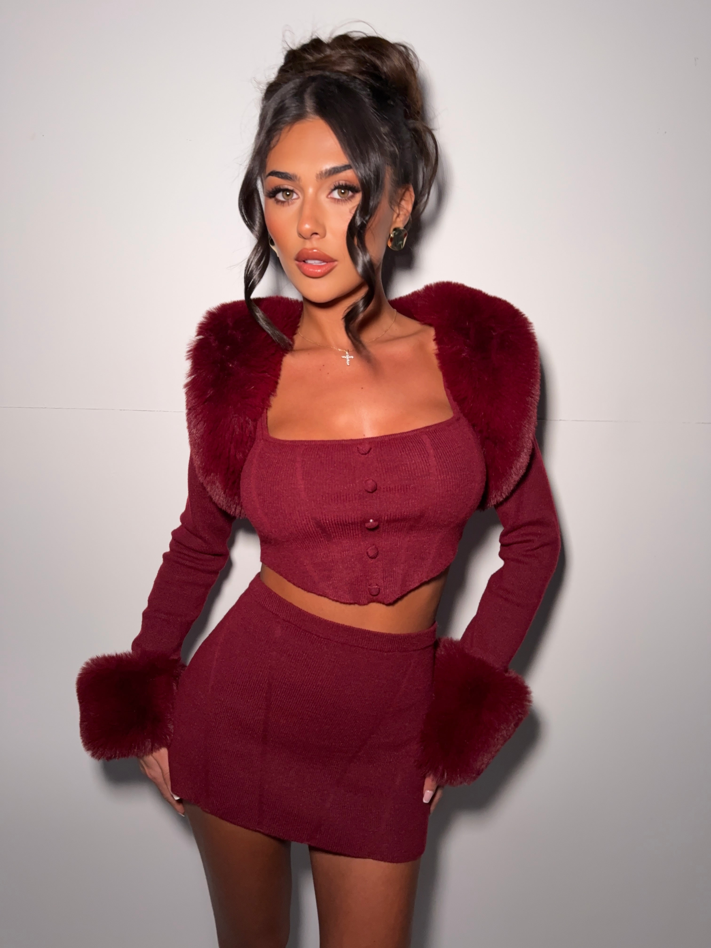 LOVERGIRL TOP & SHRUG (CHERRY)