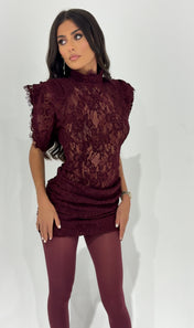 VICTORIA Burgundy Lace Dress