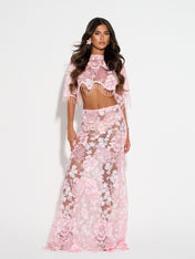 AMIRA Pink Embellished Maxi Skirt