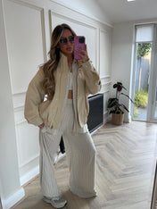RENEE Tailored Bomber Jacket - Cream