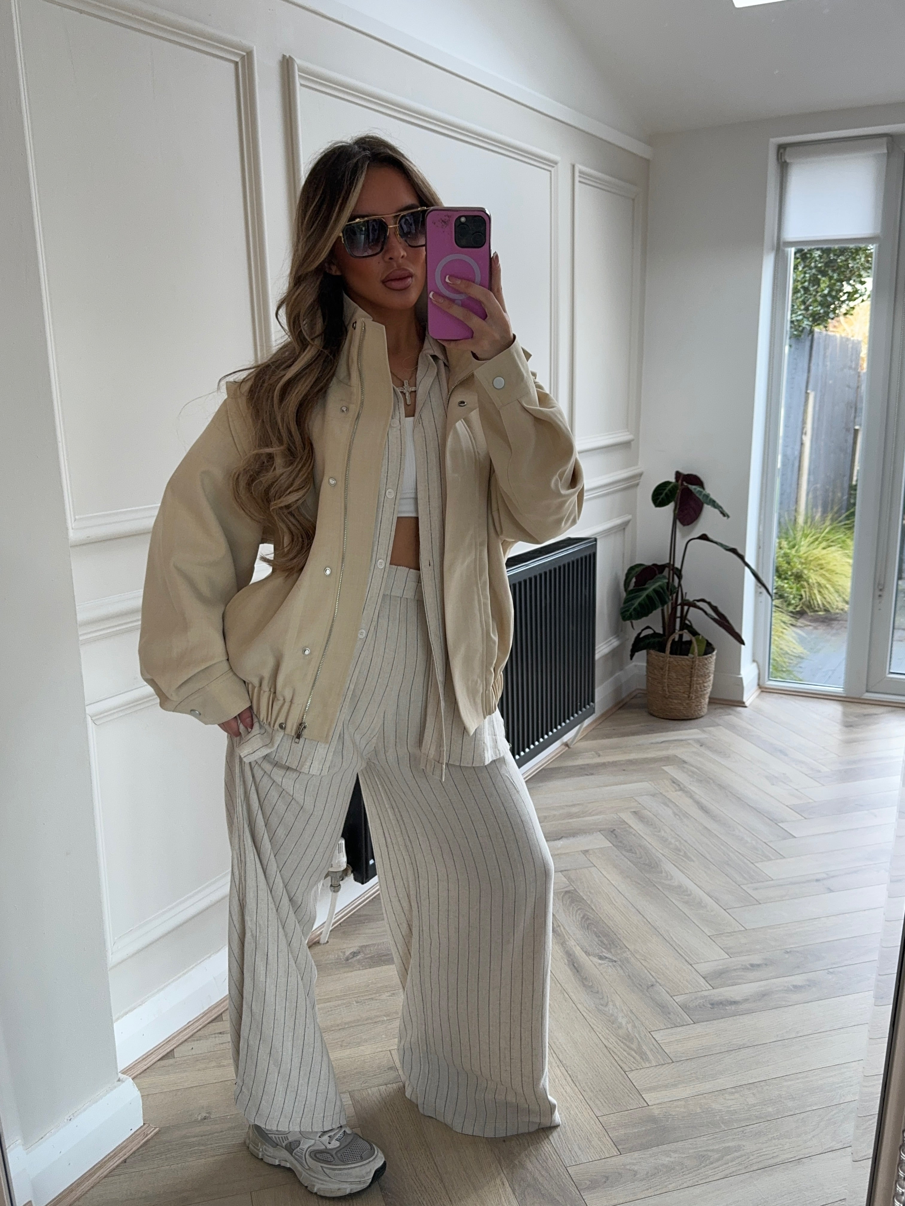 RENEE Tailored Bomber Jacket - Cream