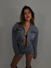‘SAINT’ DIAMANTÉ DENIM CO ORD (PRE-ORDER)