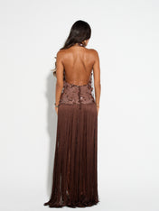 APHRODITE Sequin Fringed Dress (CHOCOLATE)