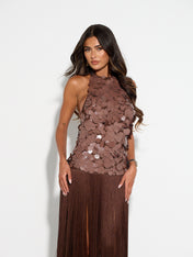 APHRODITE Sequin Fringed Dress (CHOCOLATE)