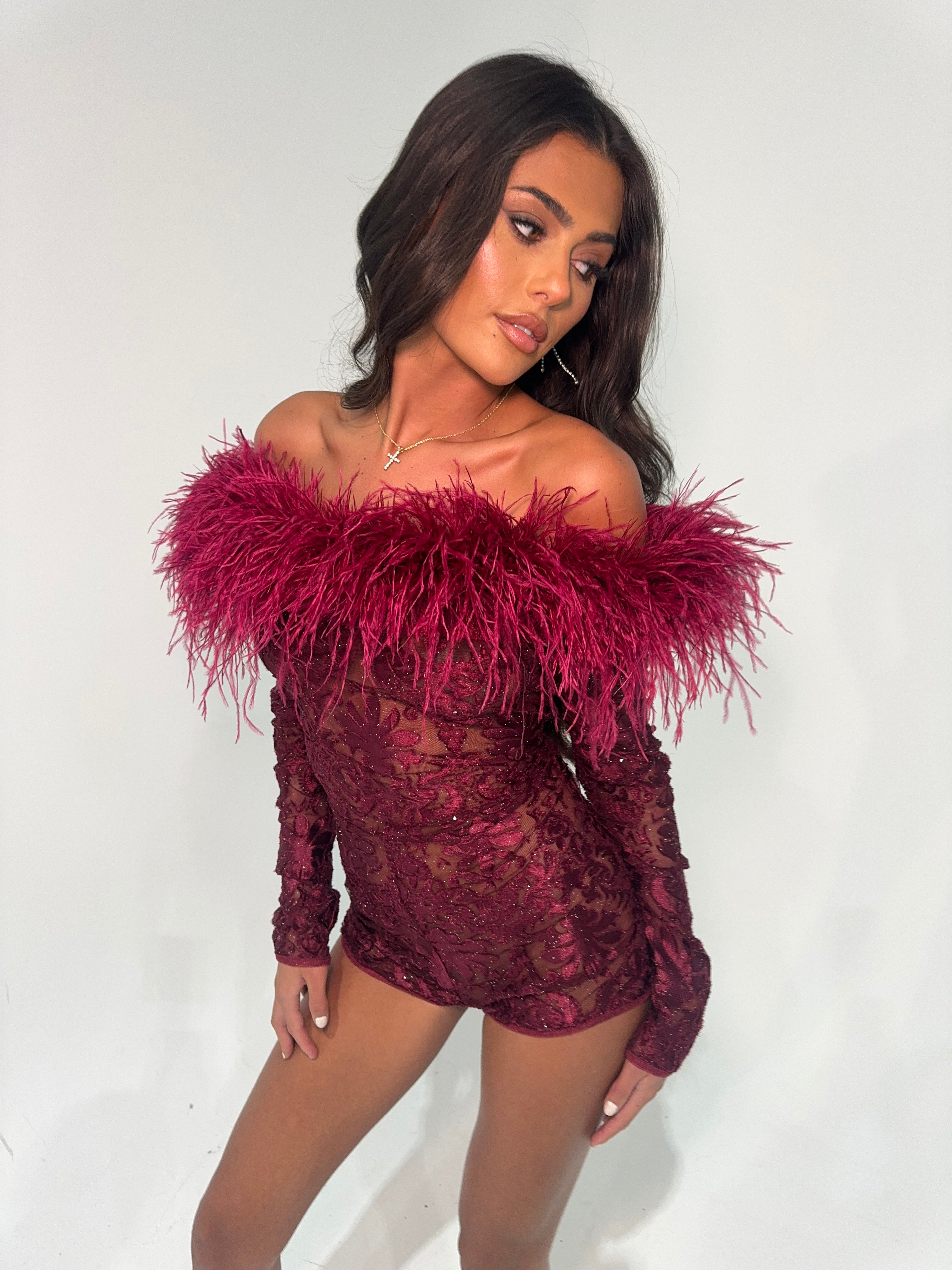 HEATHER PLAYSUIT - BURGUNDY