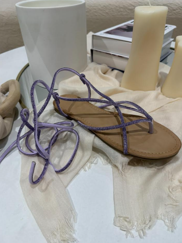LILAC LACE UP SANDALS