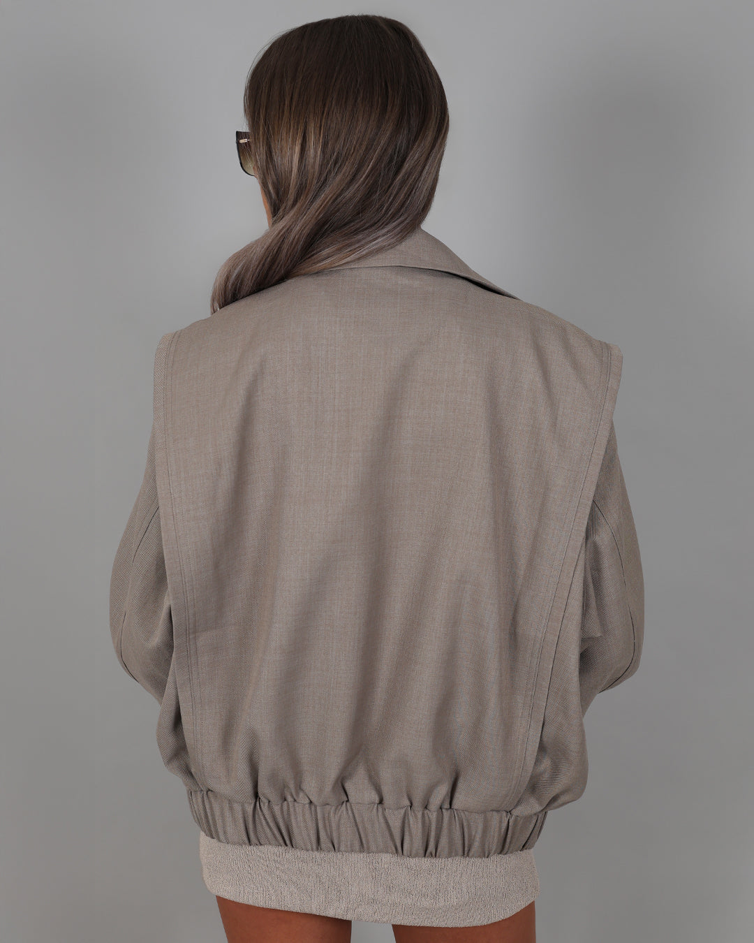 RENEE Tailored Bomber Jacket - Taupe
