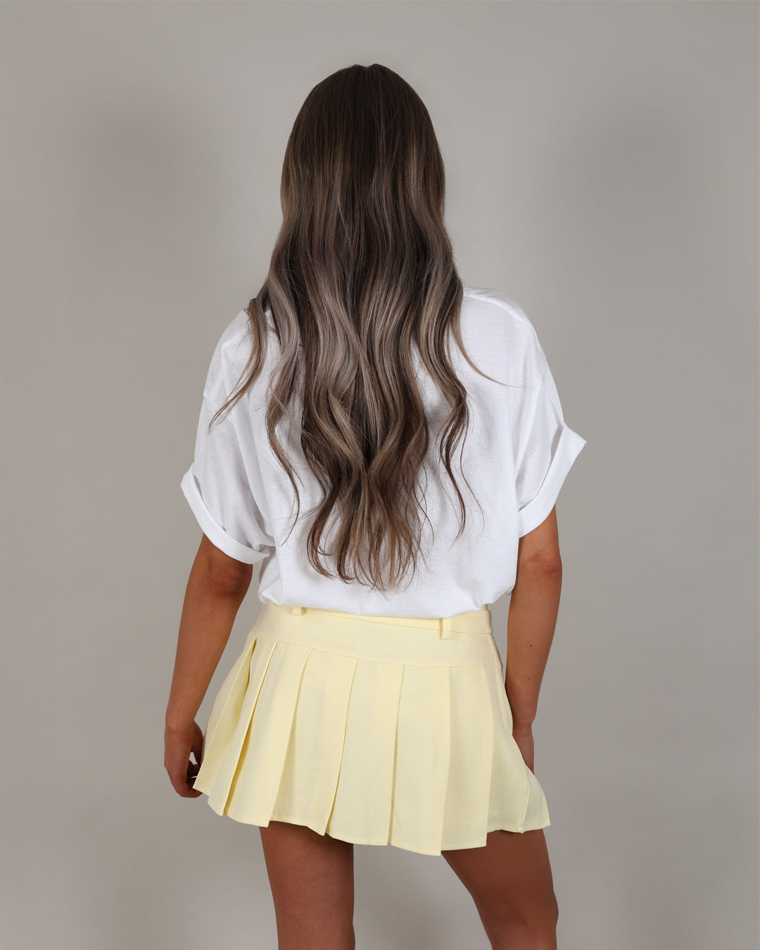 LAURA Mini Pleated Skirt With Belt - Yellow