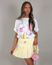 LAURA Mini Pleated Skirt With Belt - Yellow