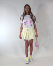 LAURA Mini Pleated Skirt With Belt - Yellow
